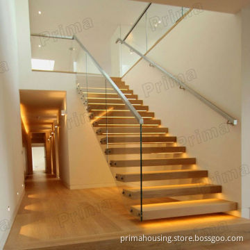 Glass Railing Floating Indoor Staircase